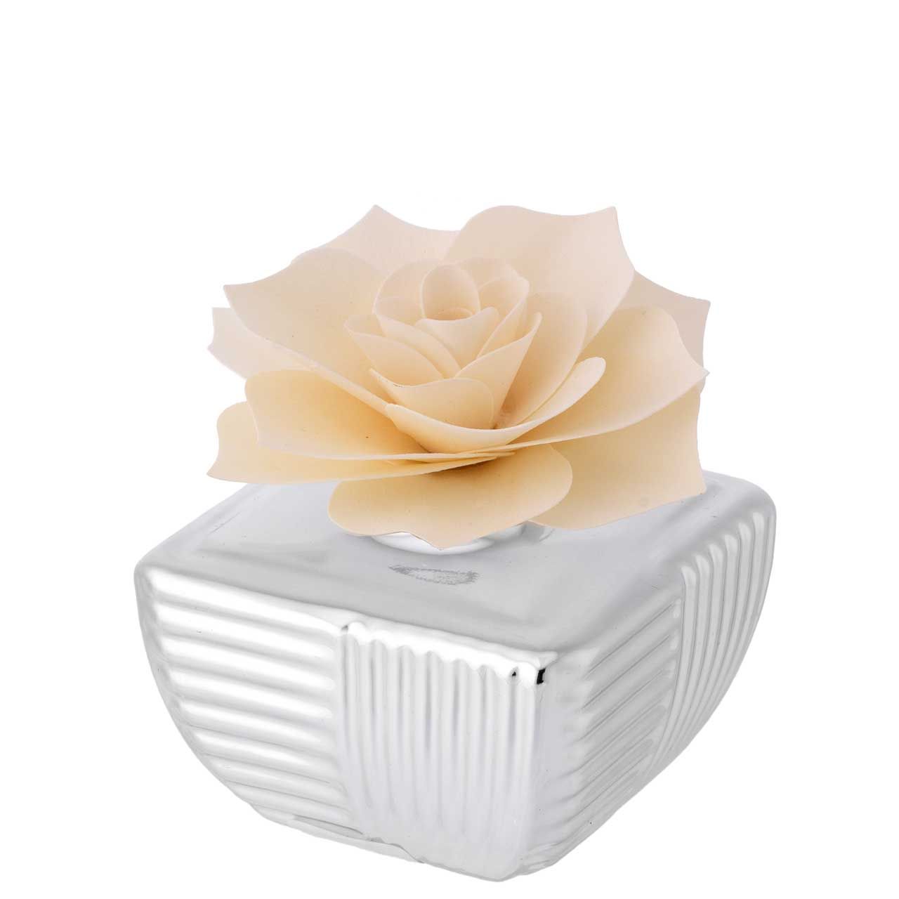 VASETTO 7,5x7,5 METALLIZZATO CON DIFFUSORE ROSA AVORIO